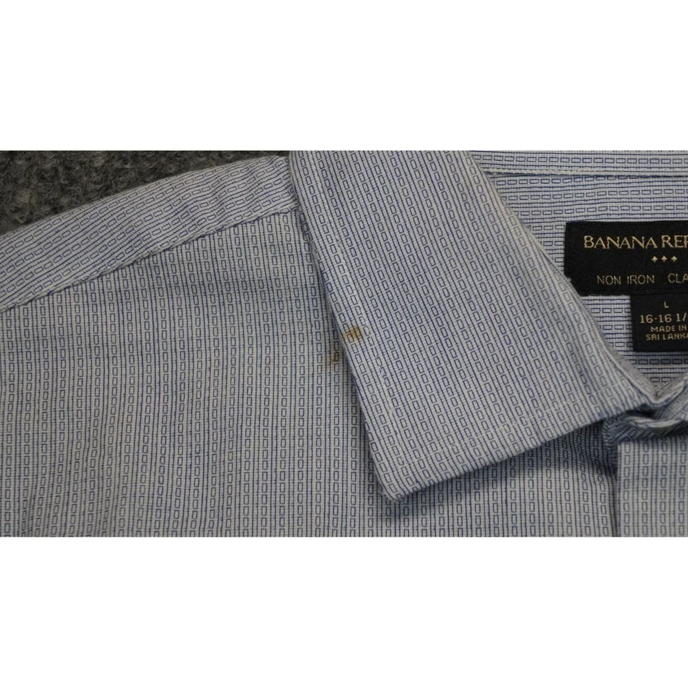 Banana Republic Shirt Mens Large Blue White Button Down Up Classic Fit